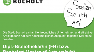 Stellenanzeige Dipl.-Bibliothekar/in, Fachkraft mit Bachelorstudium