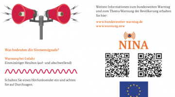 Flyer Bundesweiter Warntag (Copyright: Bundesamt für Bevölkerungsschutz und Katastrophenhilfe (BBK))