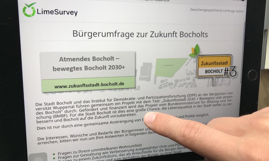 Zukunftsstadt Screenshot Online-Umfrage (Copyright: Stadt Bocholt)